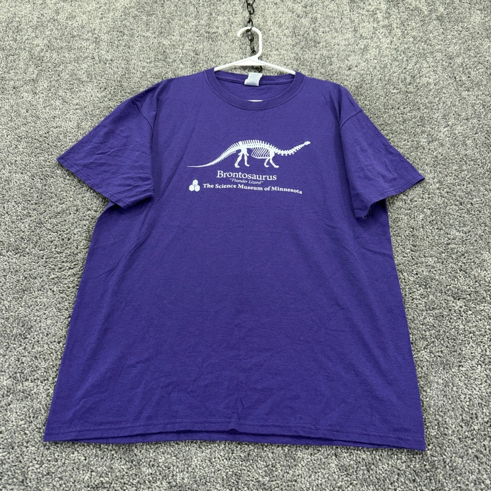 Jerzees T Shirt Mens L Blue Science Museum of Minnesota Brontosaurus Graphic